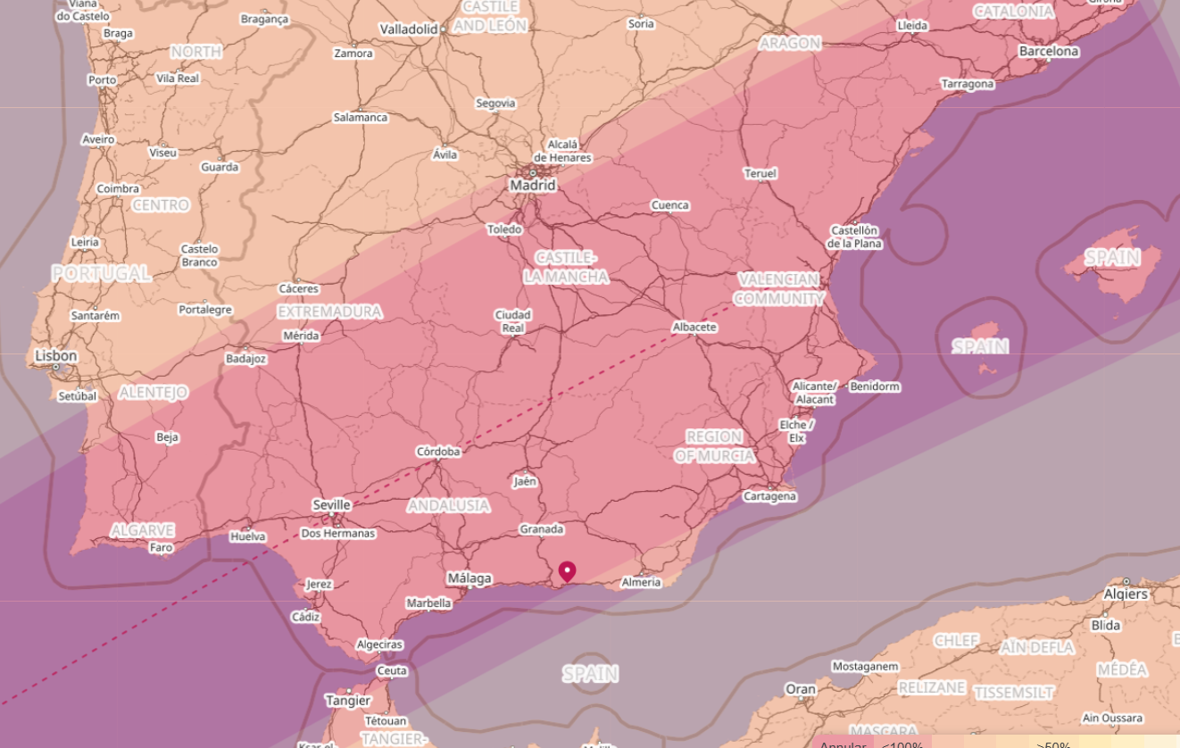 Zaćmienia słońca w Hiszpanii